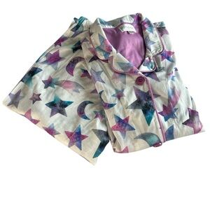 PJ Salvage Purple and Blue Pajama Set with Geometric Star Pattern